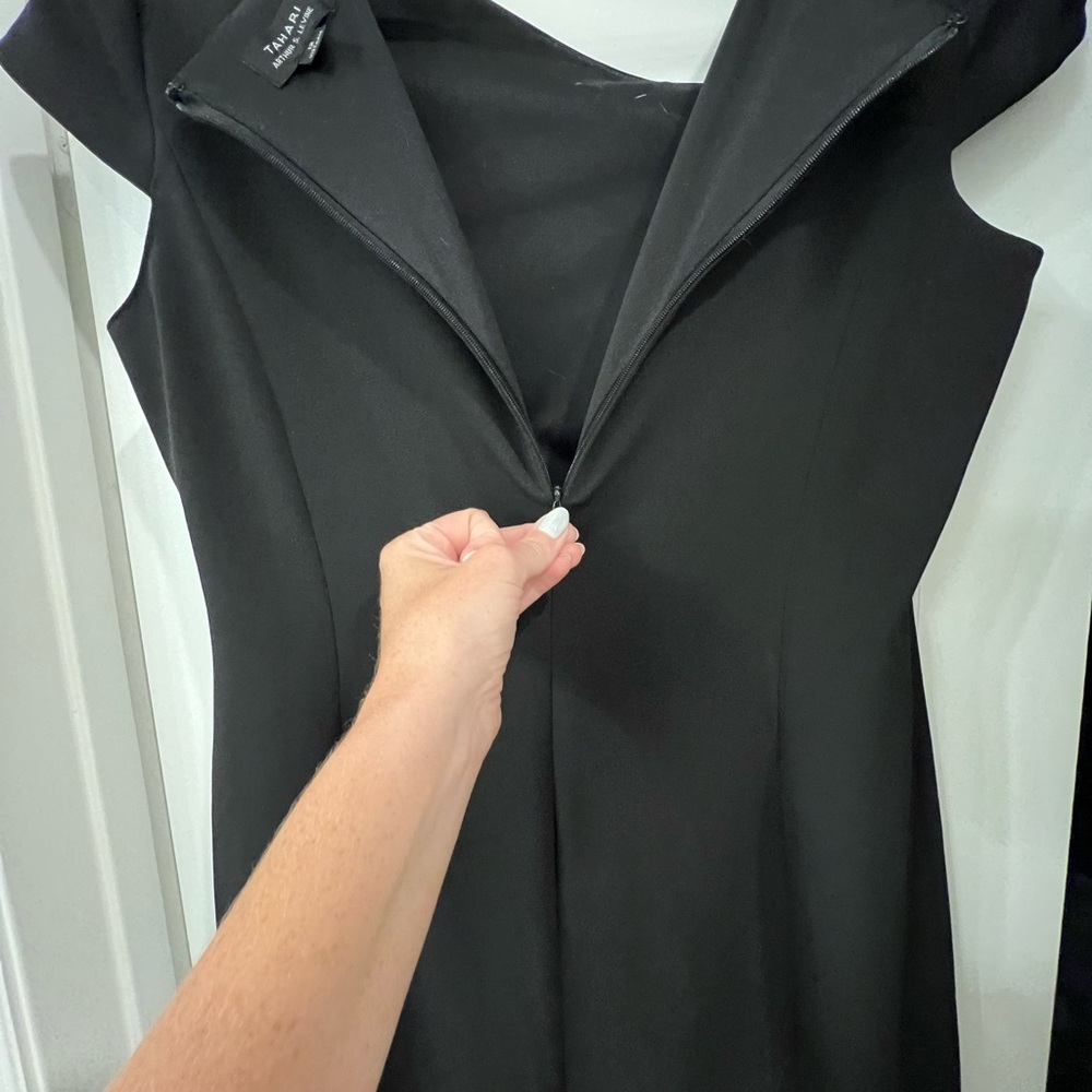 Tahari Black Asymmetrical Sheath Dress - Picture 5 of 5